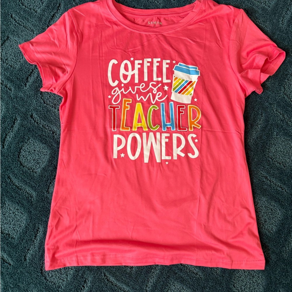 SHEIN Pink Graphic Tee with Fun Slogan